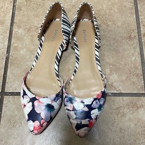 Express Floral and Striped Pointed Flats